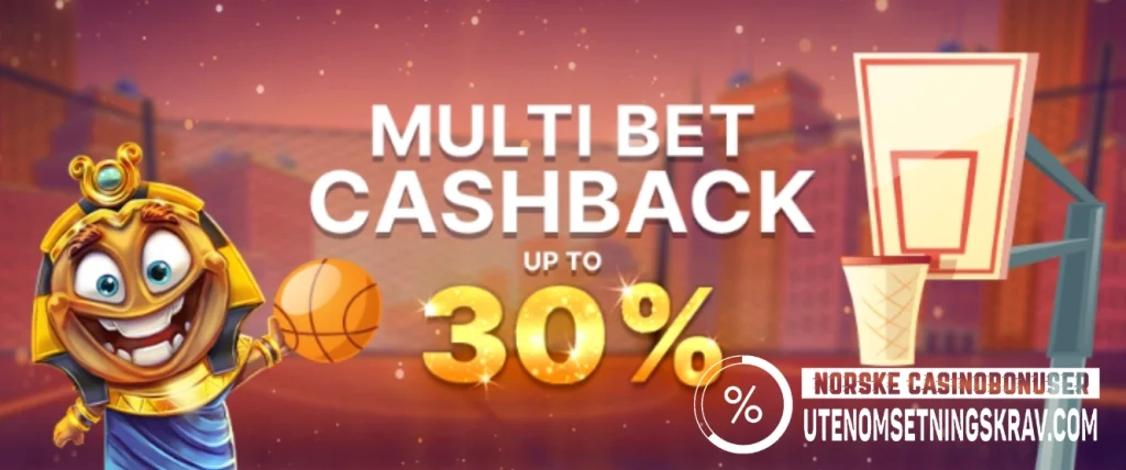 MultiBet Cashback opptil 30% helkt omsetningsfritt