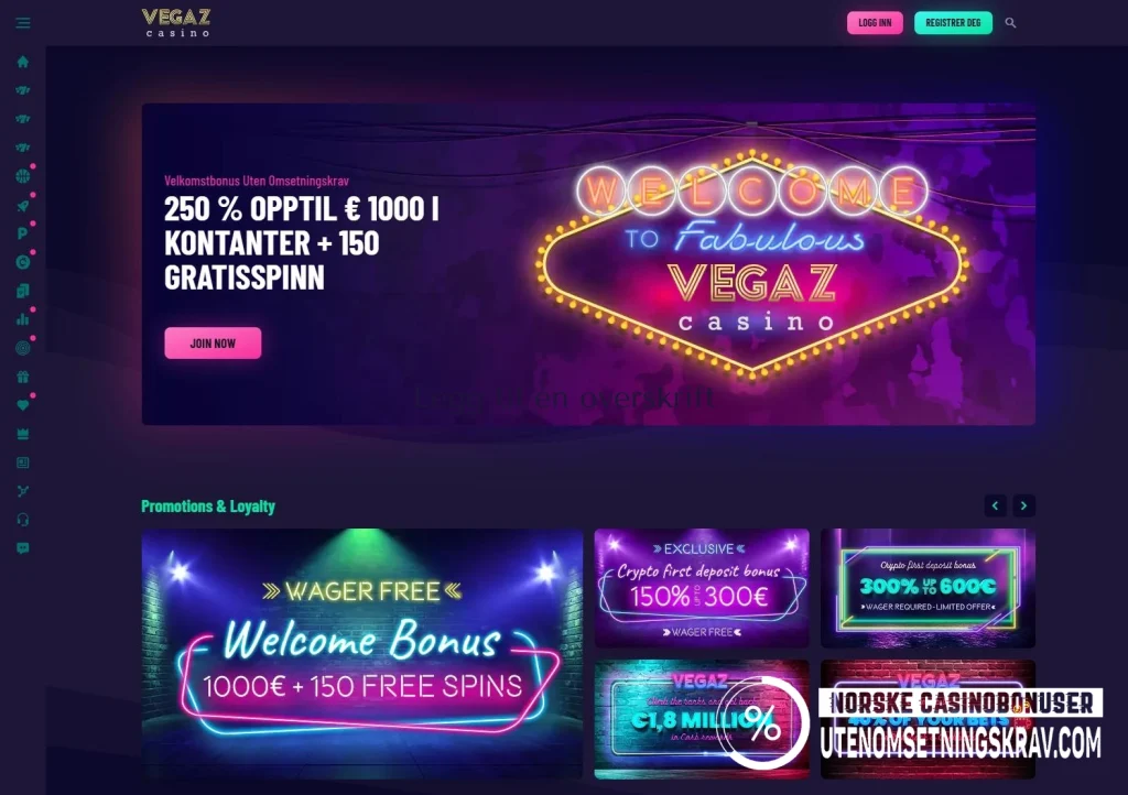 Vegaz Casino forside banner